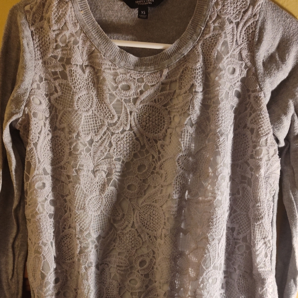 Simply Vera Vera Wang Gray Lace Blouse